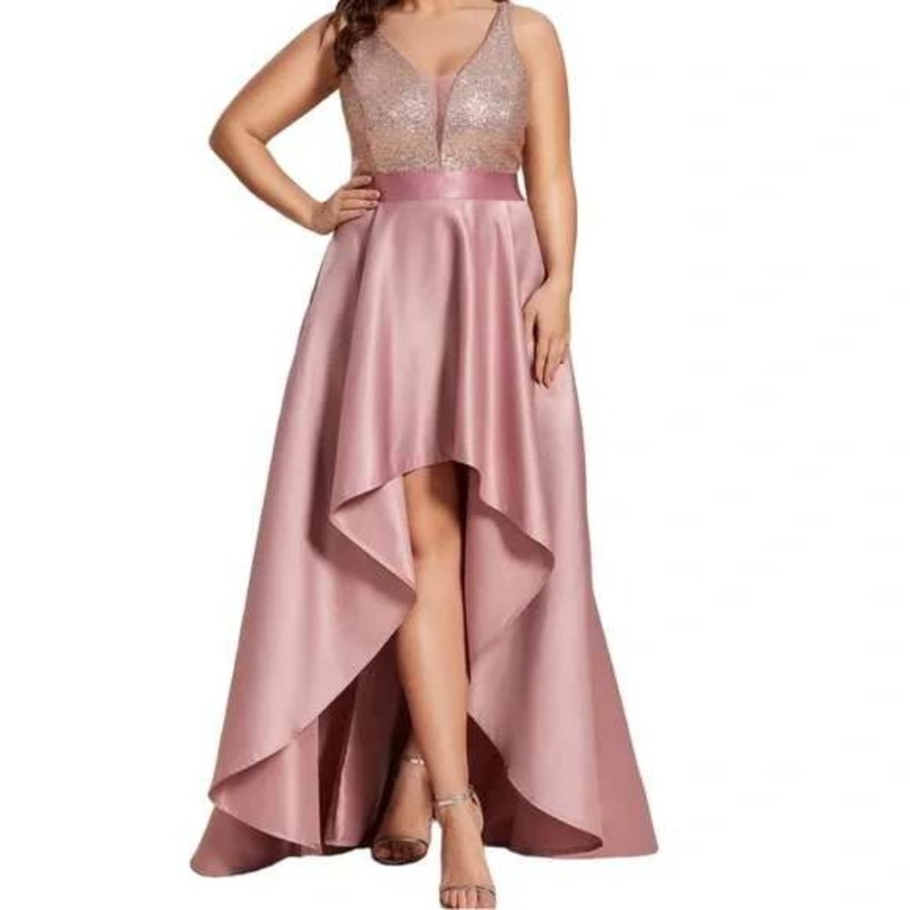 Ever Pretty Rose‎ Gold Sequin Hi Lo Prom Bridesmaid Dress 4XL Prom Homecoming